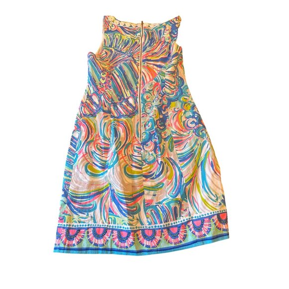 Lilly Pulitzer Colorful Sleeveless Dress Sz 0 100% Cotton Zip Close Embroidered - Picture 4 of 5